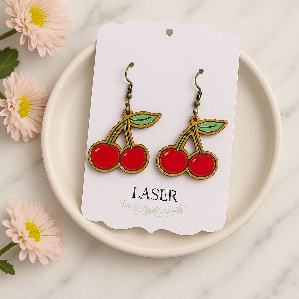 Cherry Wood & Resin Earrings