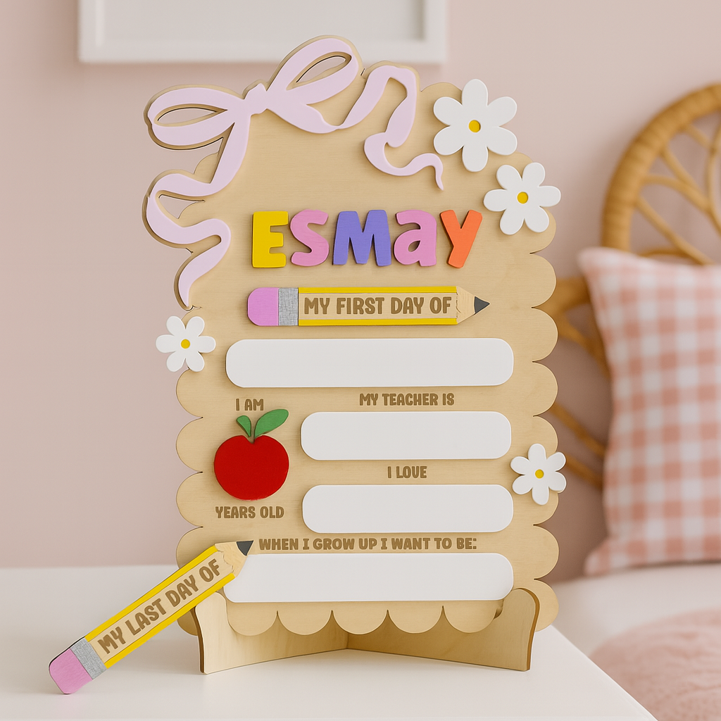 Personalized First & Last Day of School Sign - Interchangeable Pencil Prop