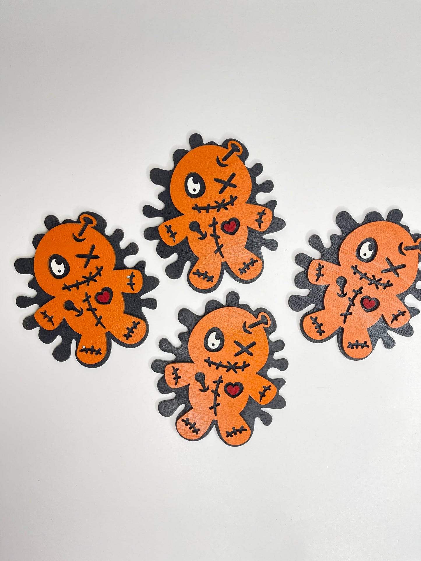Voodoo Doll 3D Wood Coasters | Handmade Halloween Decor Gift