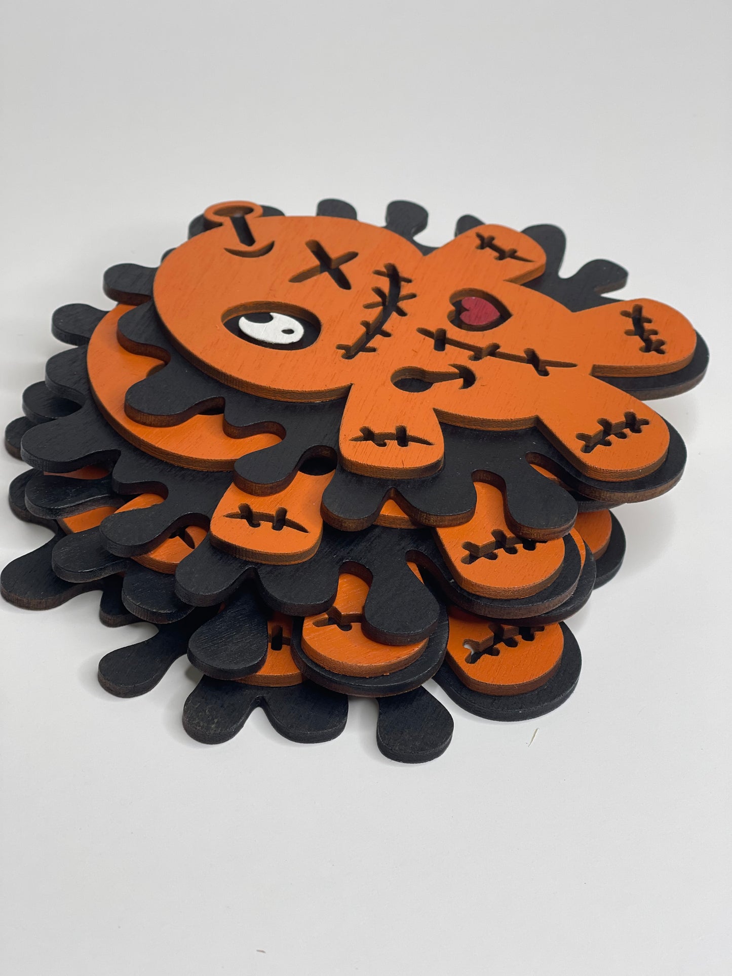 Voodoo Doll 3D Wood Coasters | Handmade Halloween Decor Gift