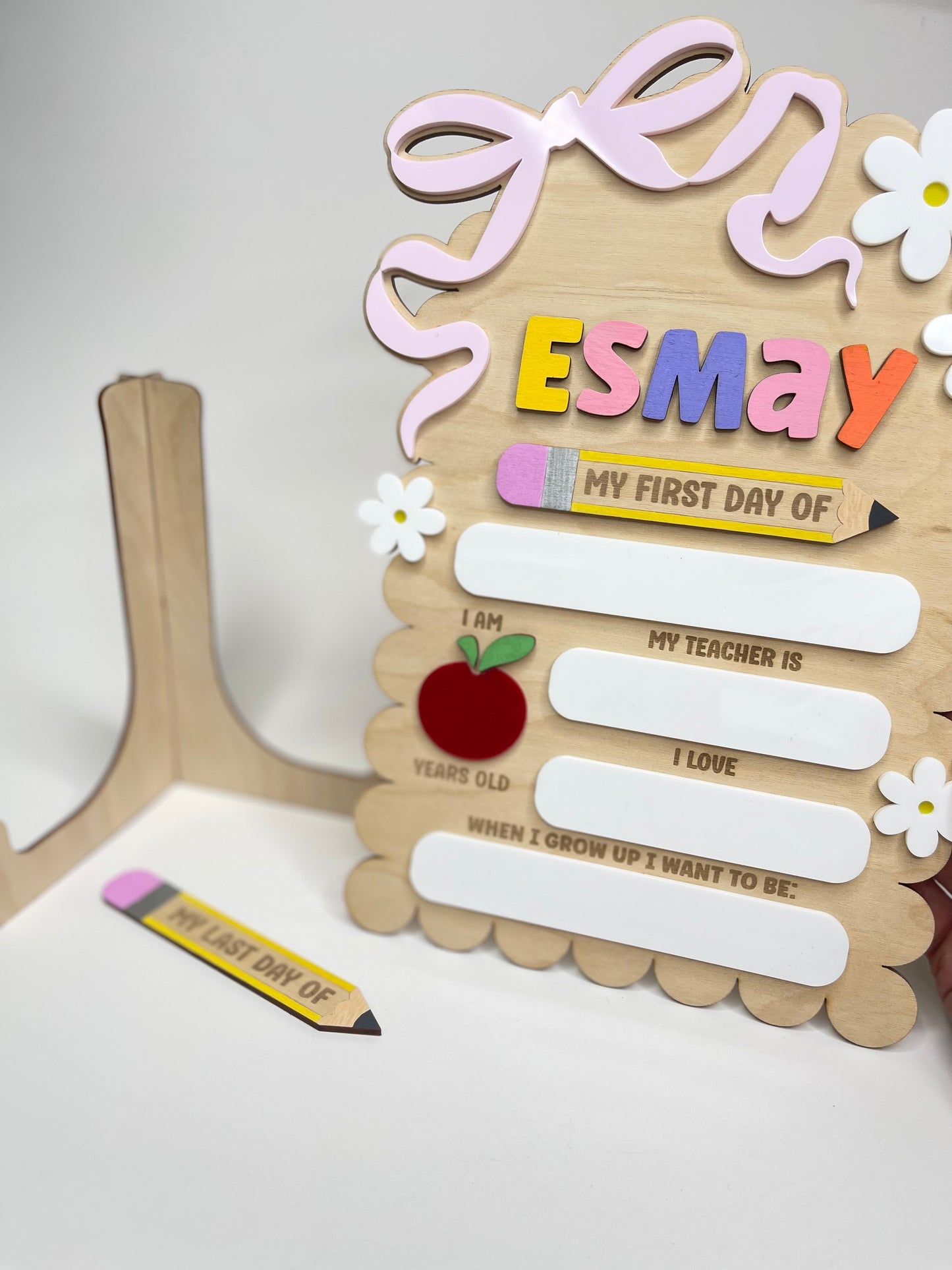 Personalized First & Last Day of School Sign - Interchangeable Pencil Prop