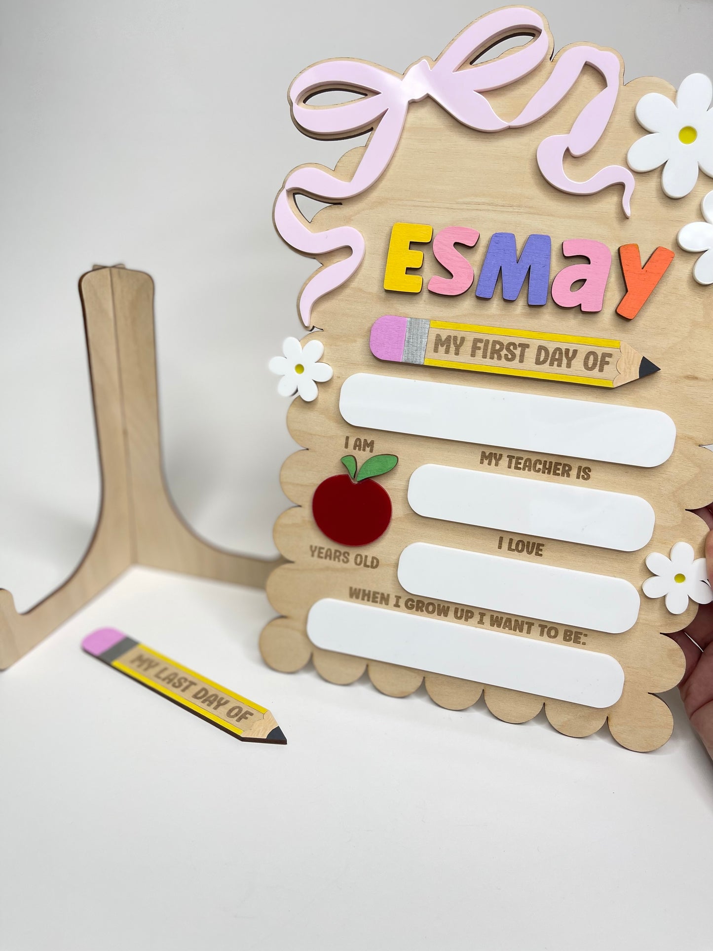Personalized First & Last Day of School Sign - Interchangeable Pencil Prop