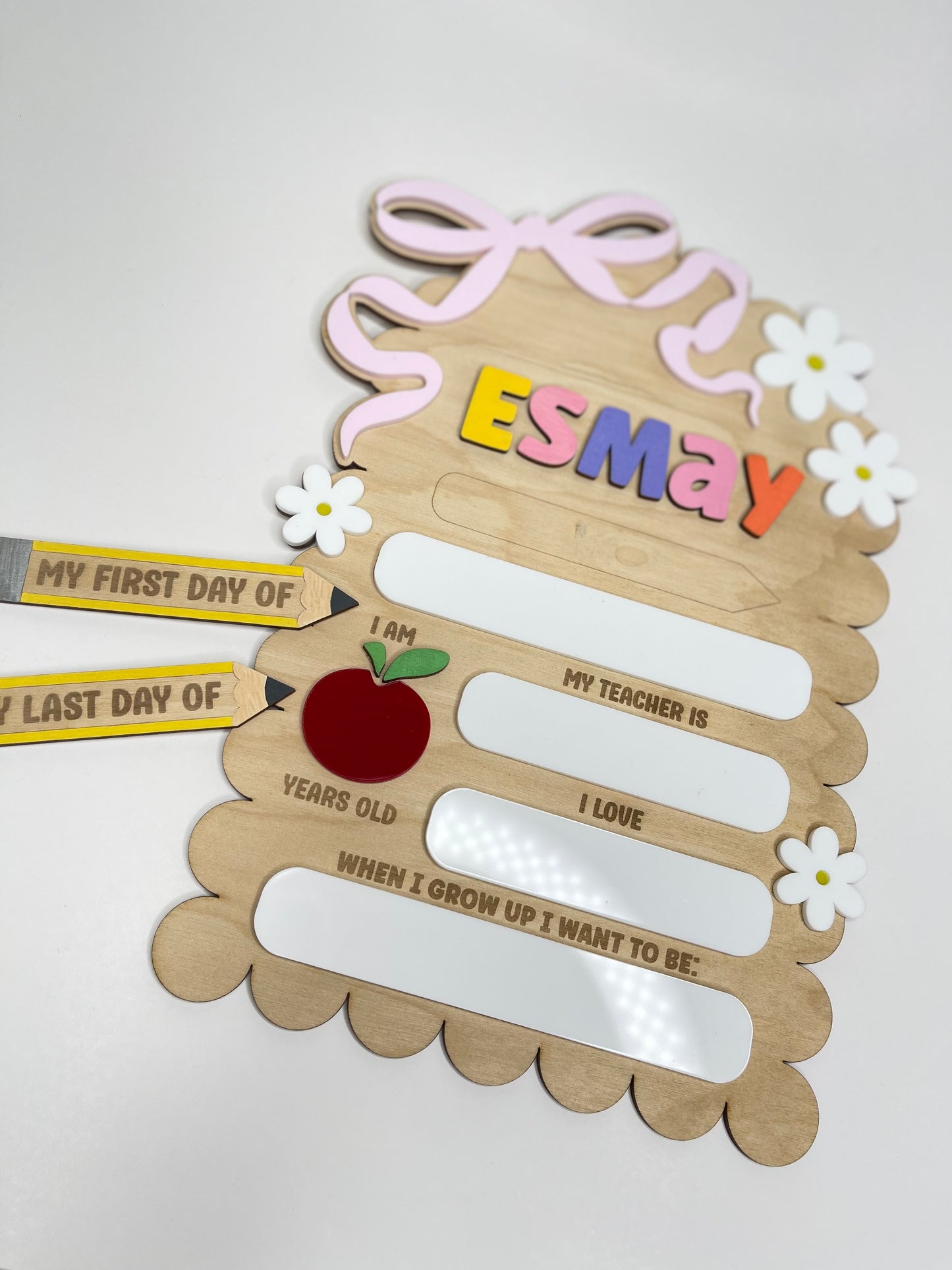 Personalized First & Last Day of School Sign - Interchangeable Pencil Prop