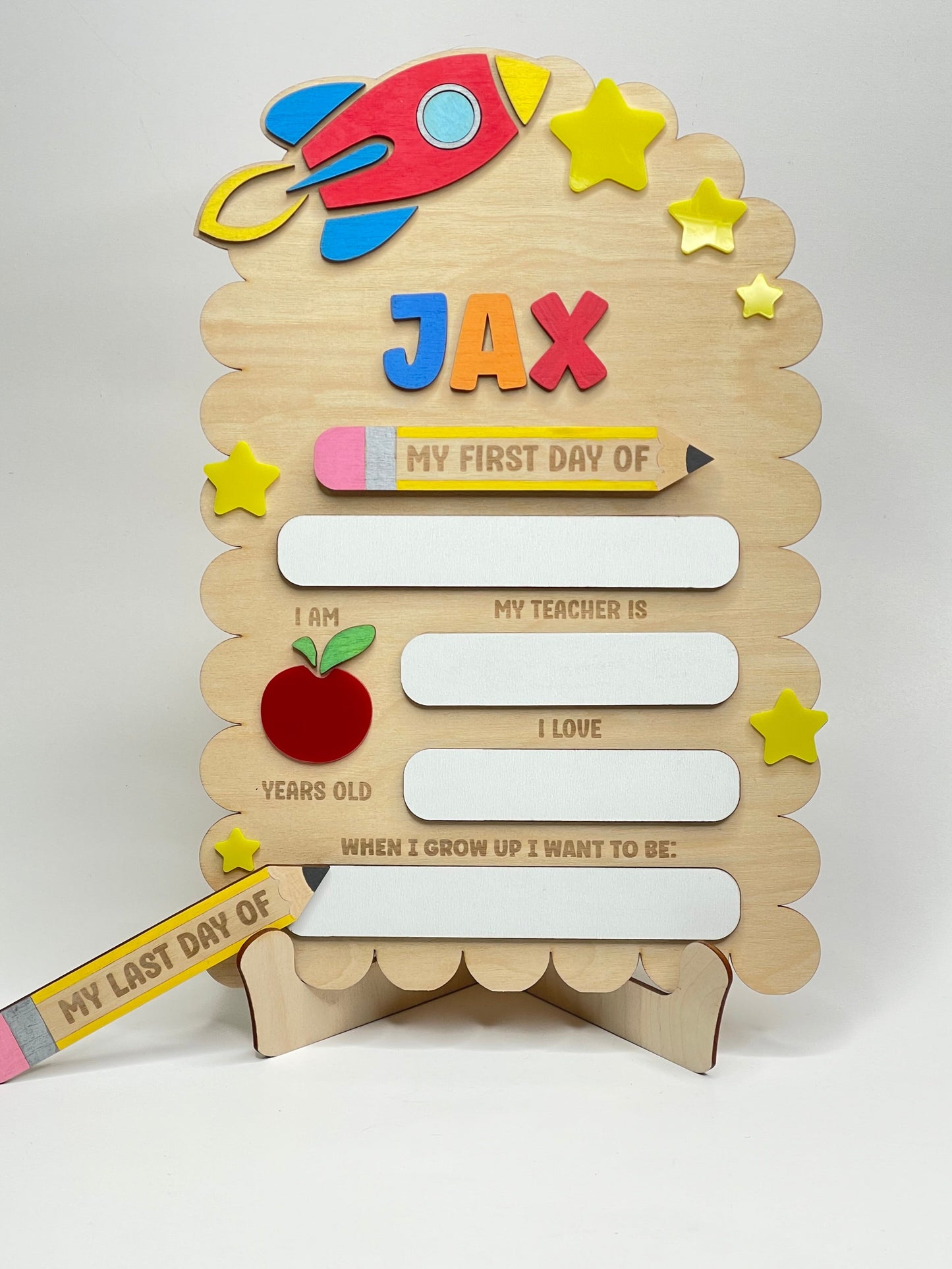Personalized First & Last Day of School Sign – Interchangeable Pencil
