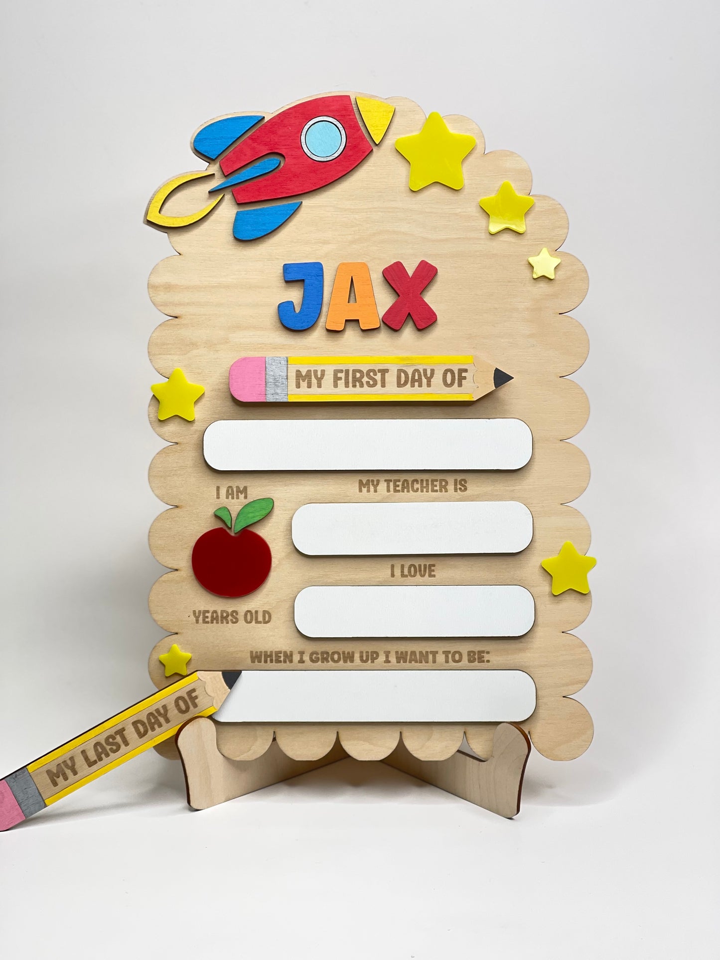Personalized First & Last Day of School Sign – Interchangeable Pencil