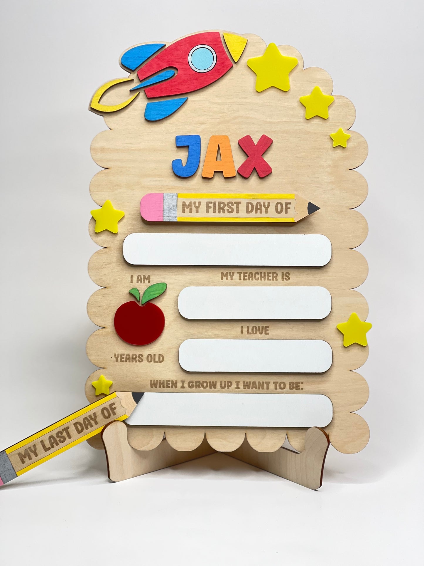 Personalized First & Last Day of School Sign – Interchangeable Pencil