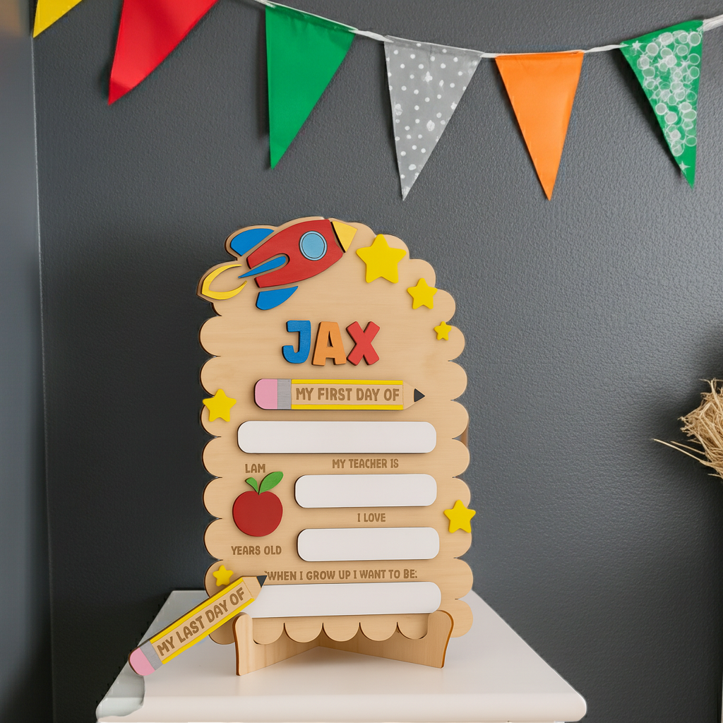Personalized First & Last Day of School Sign – Interchangeable Pencil