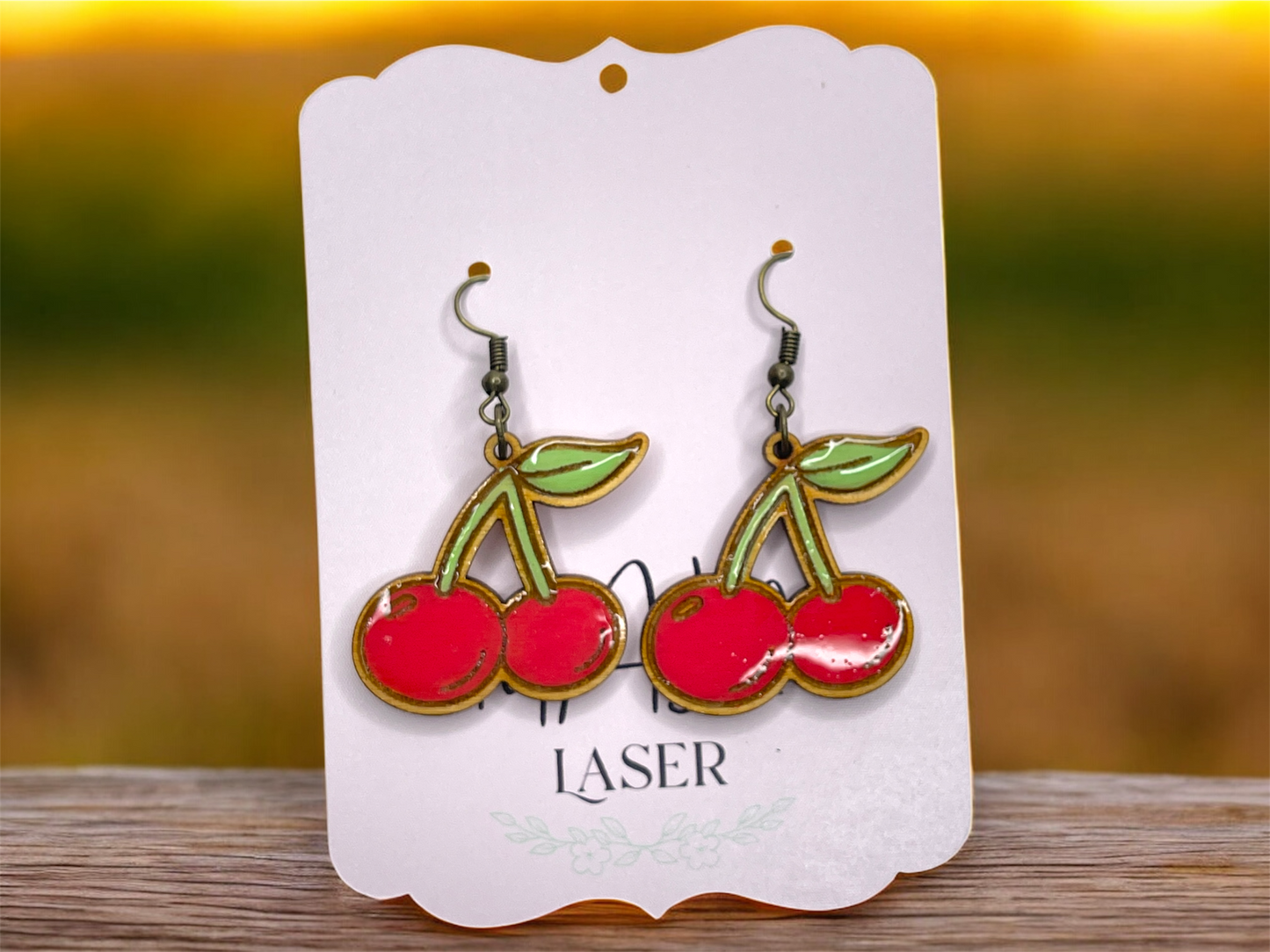 Cherry Wood & Resin Earrings