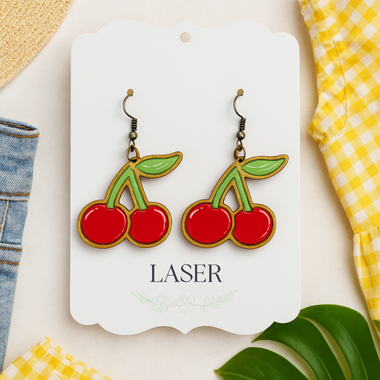 Cherry Wood & Resin Earrings