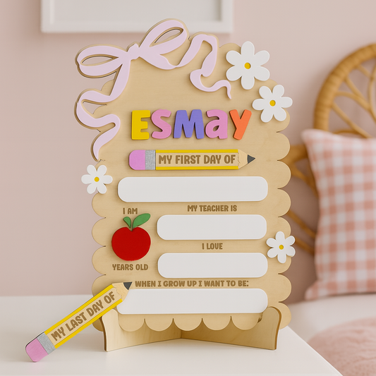 Personalized First & Last Day of School Sign - Interchangeable Pencil Prop