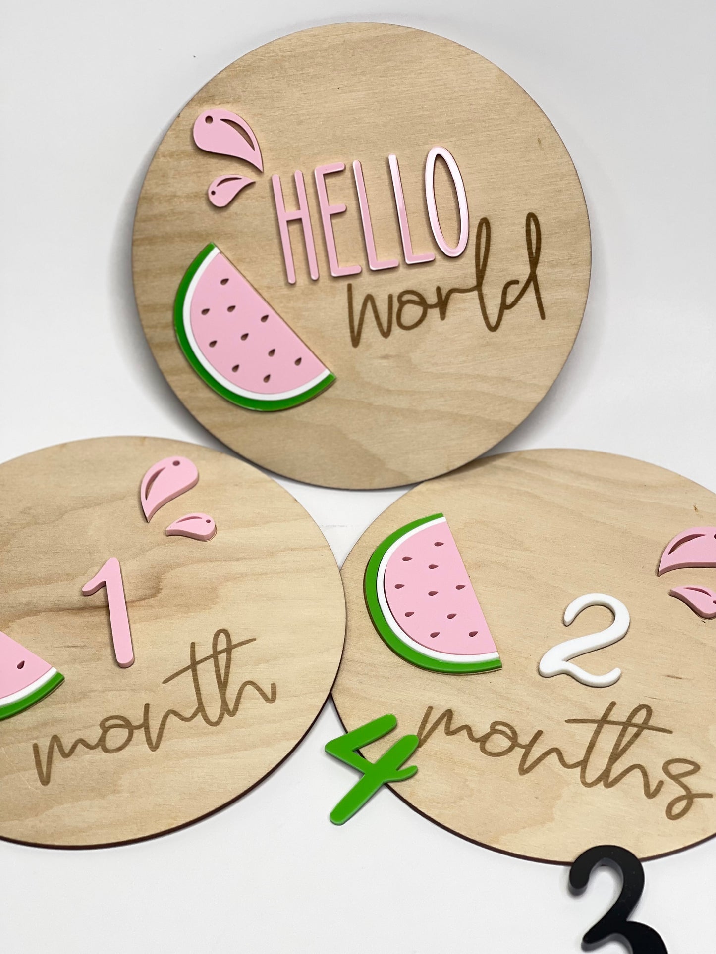 Baby Photo Prop Monthly Milestone Set, Watermelon Baby Milestone Markers
