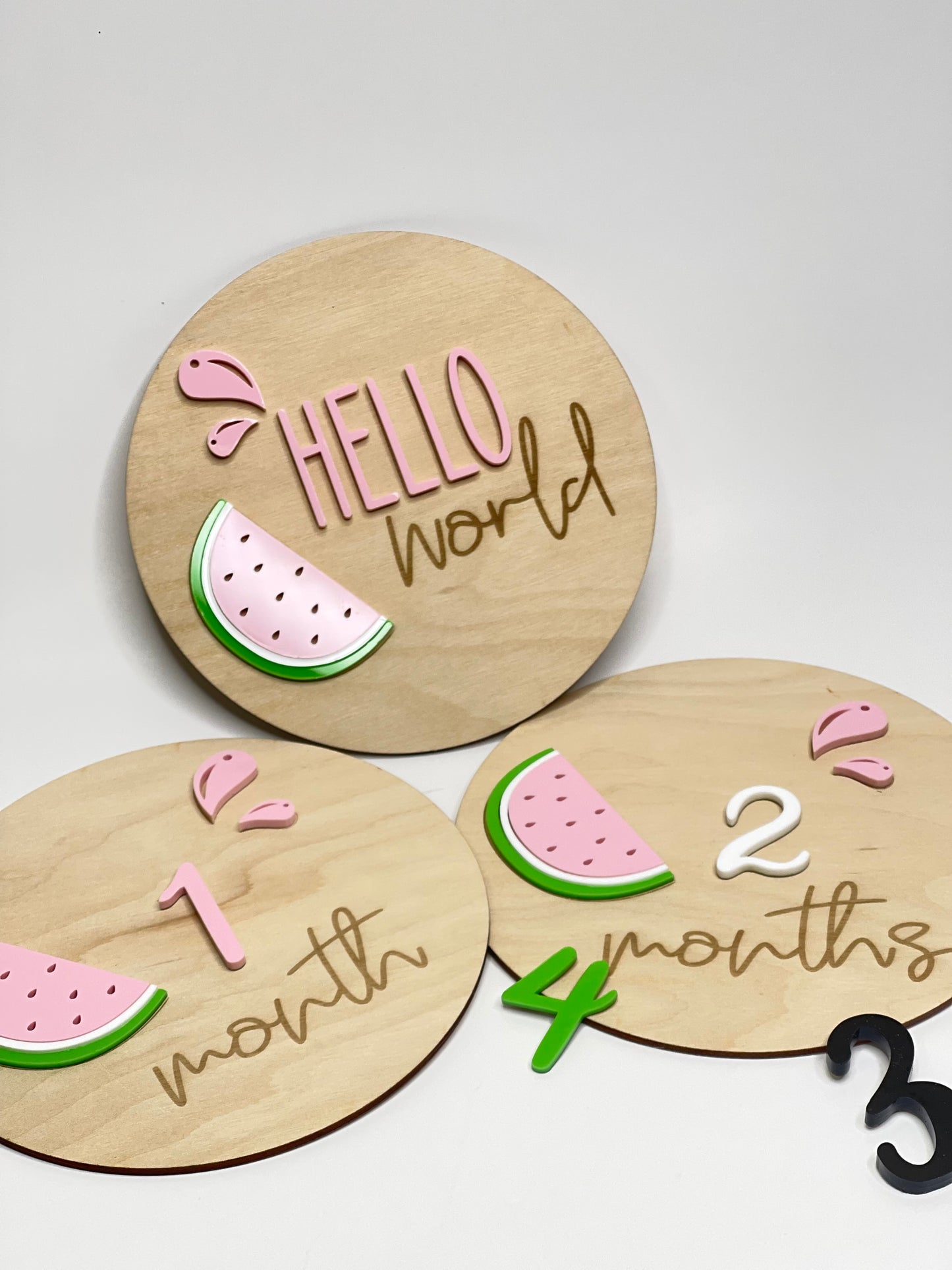 Baby Photo Prop Monthly Milestone Set, Watermelon Baby Milestone Markers
