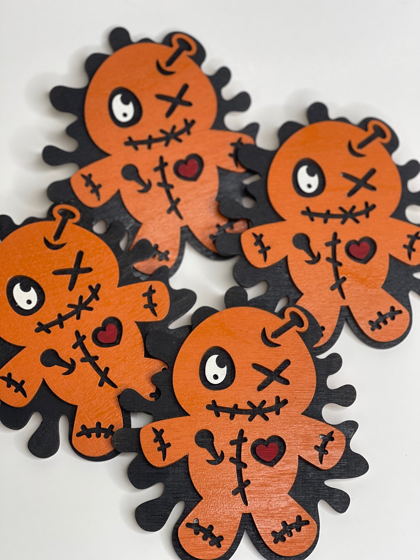 Voodoo Doll 3D Wood Coasters | Handmade Halloween Decor Gift
