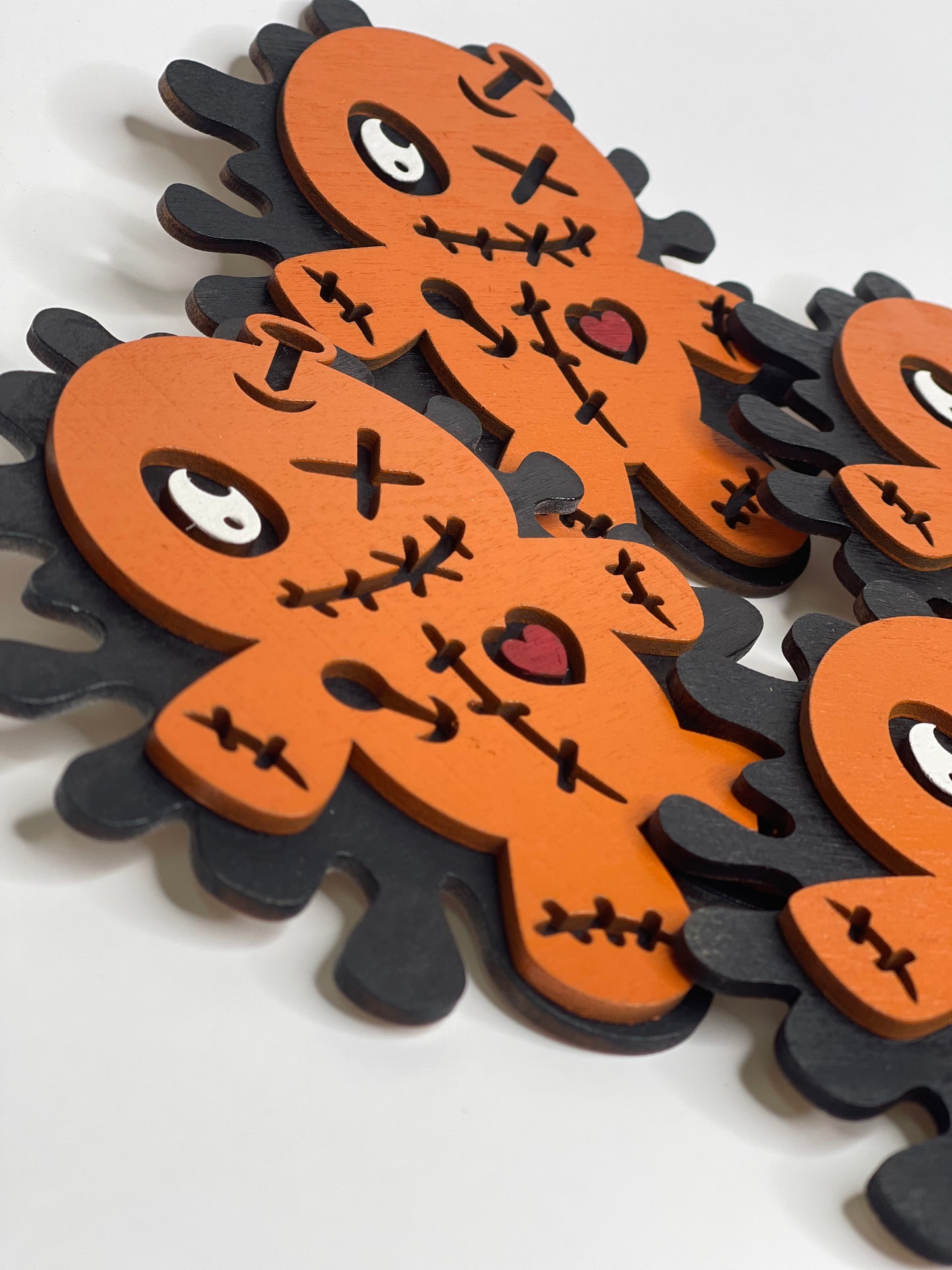 Voodoo Doll 3D Wood Coasters | Handmade Halloween Decor Gift