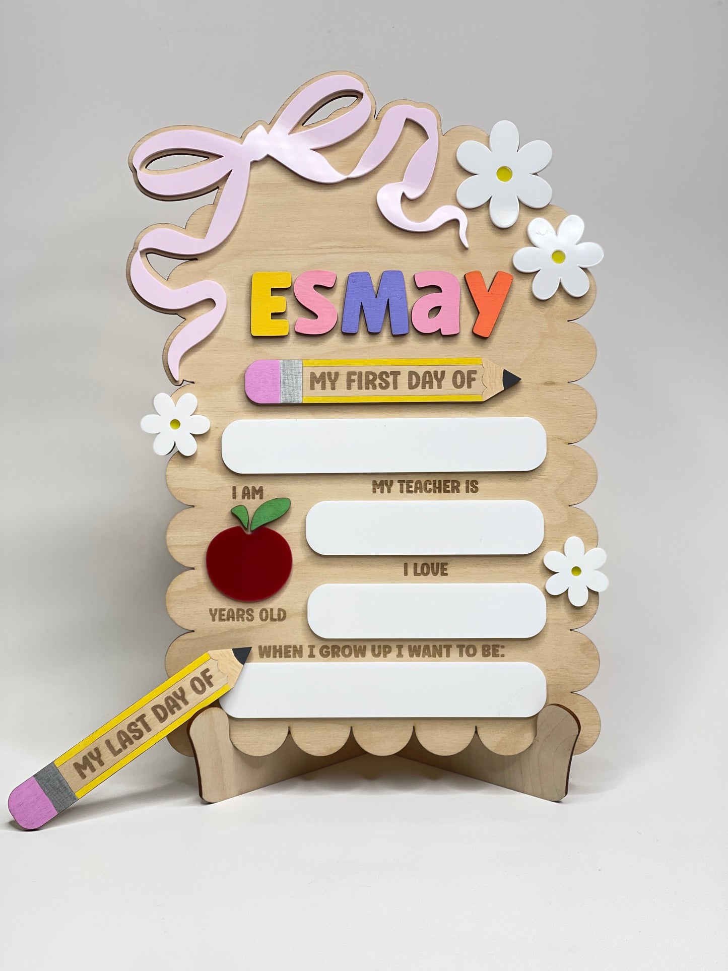 Personalized First & Last Day of School Sign - Interchangeable Pencil Prop