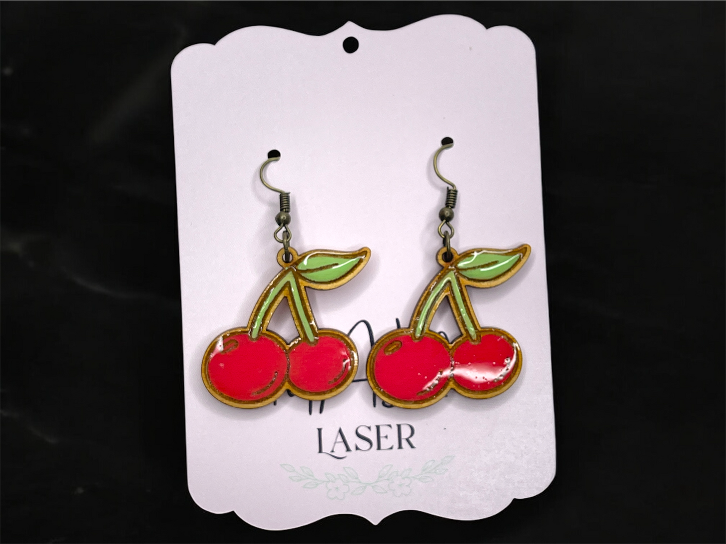 Cherry Wood & Resin Earrings